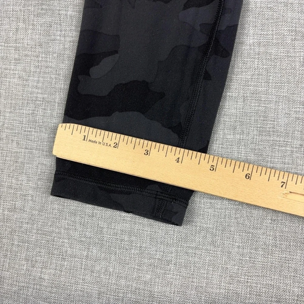 Lululemon Leggings Womens 8 Black Camo High Rise Ankle Pockets Yoga Gym Workout